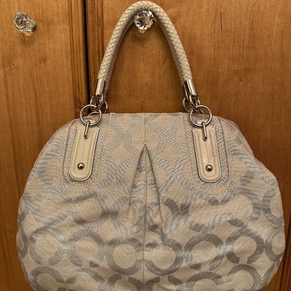 Coach 16384 Madison Floral Applique Large Sophia Signature Silver Grey Rare $598 - Picture 2 of 9